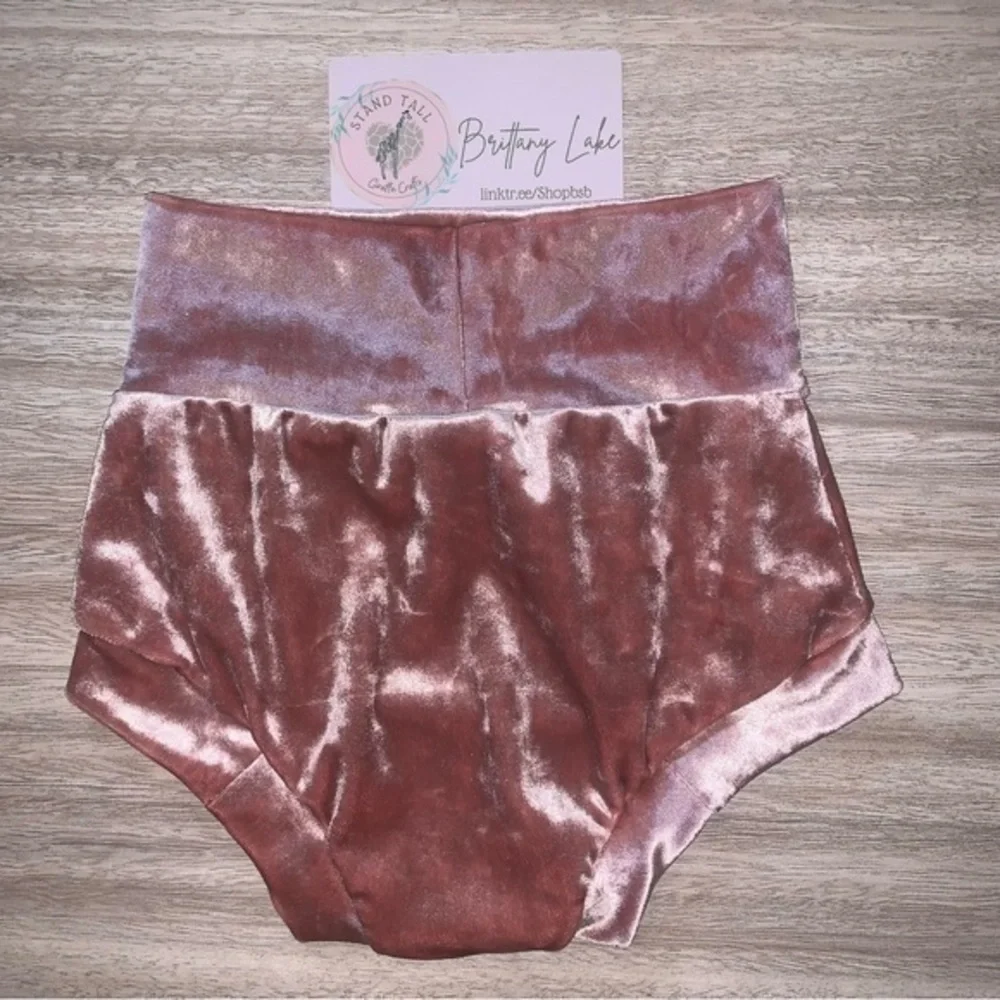 Rose gold crushed velvet baby bummies handmade new